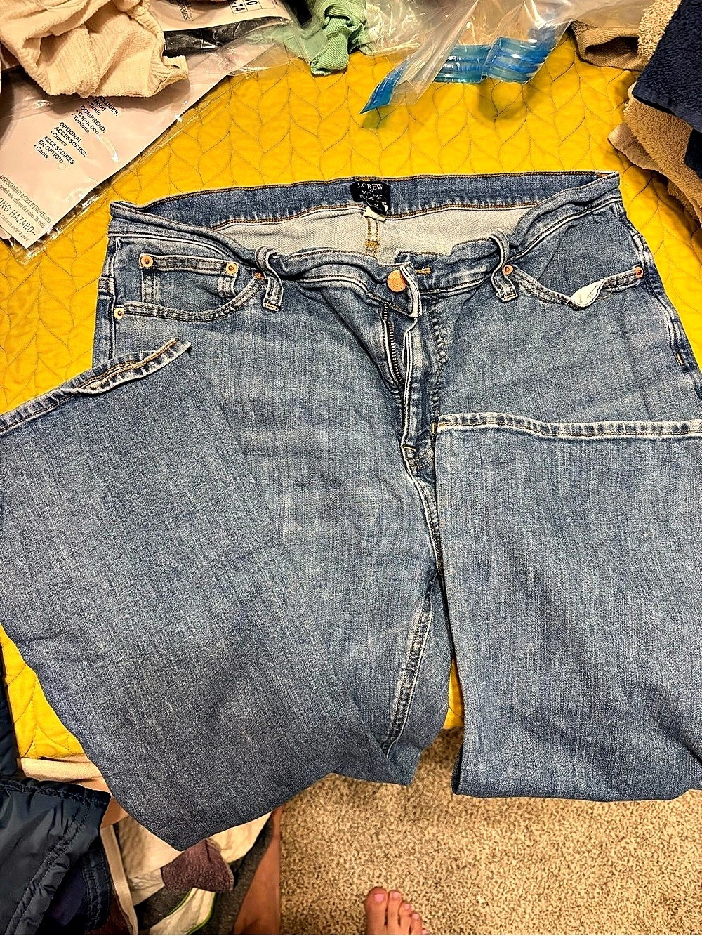 J.Crew Mid-Rise Flare Crop Jean in All-Day Stretch Jean Blue Waist 34